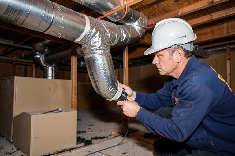 Big O technician performing Ductwork Repair & Sealing