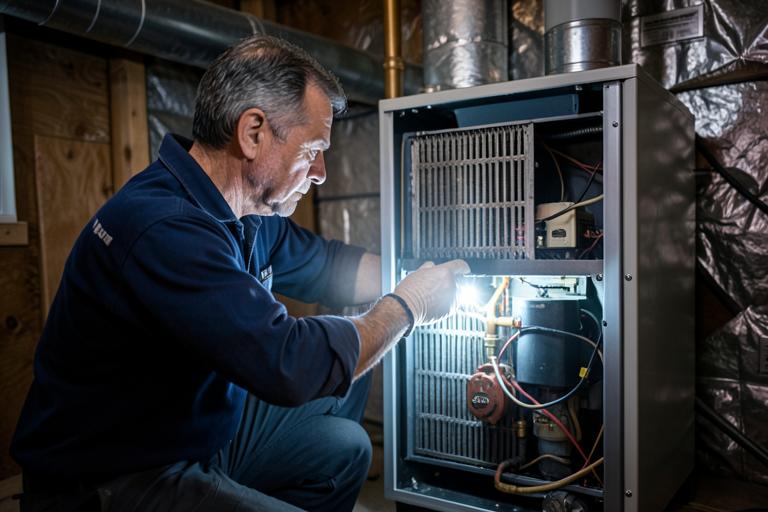 Big O technician performing Heating Service